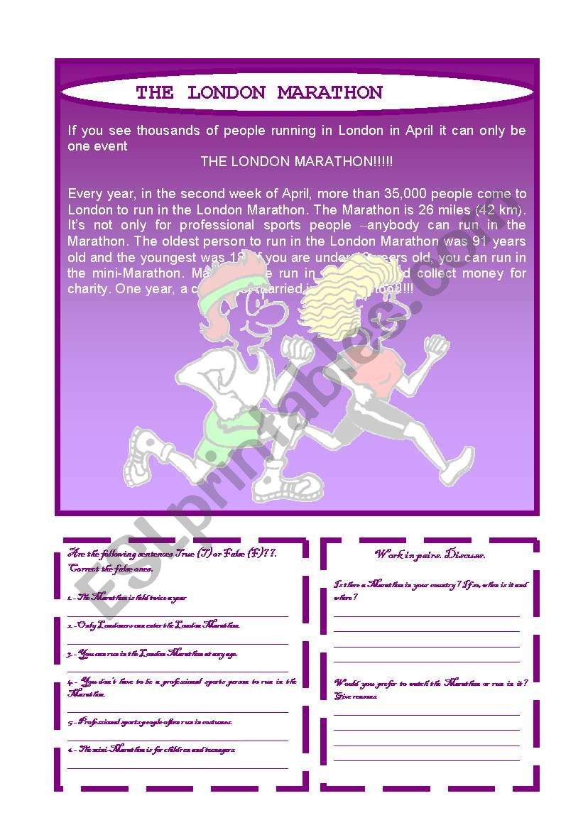 The London Marathon - ESL worksheet by merce