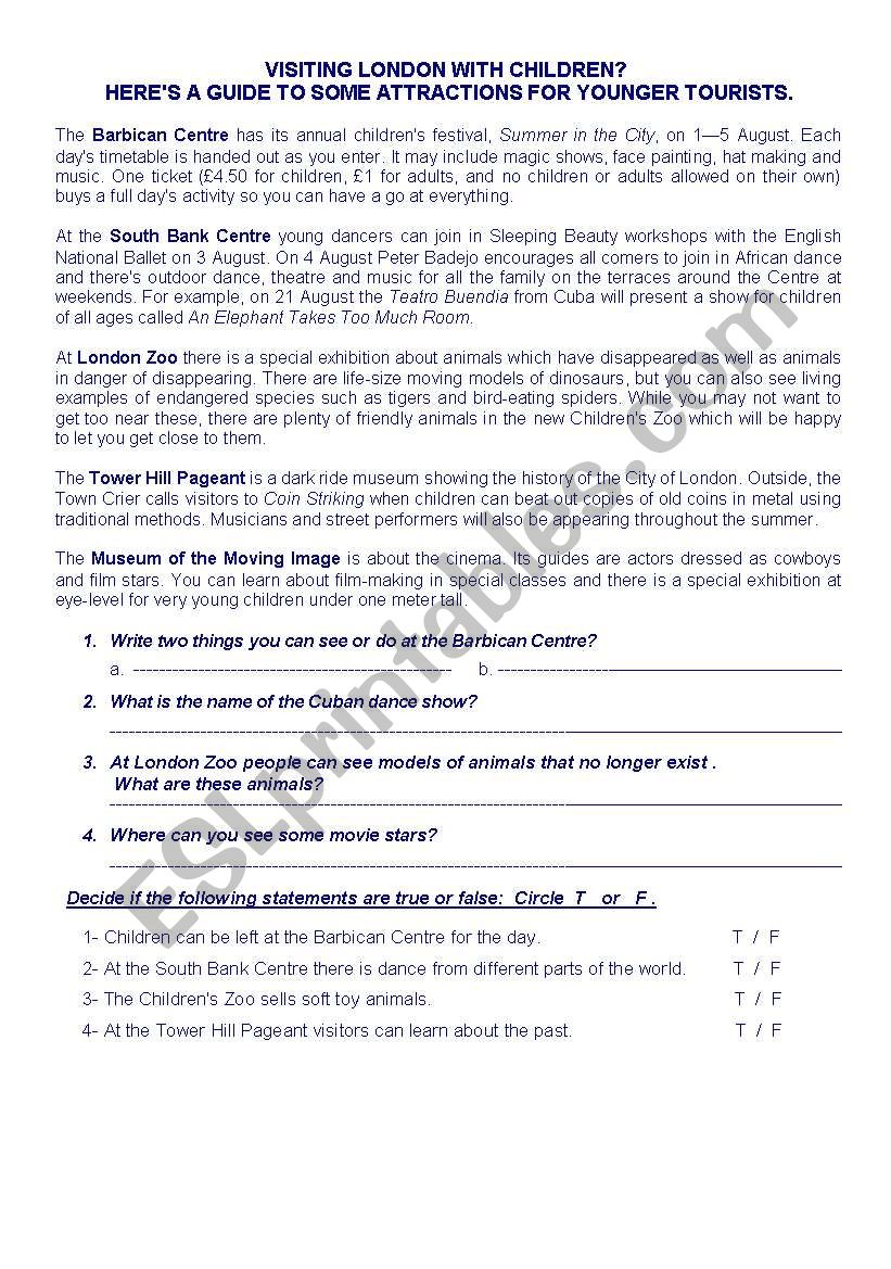 Reading Comprehension worksheet