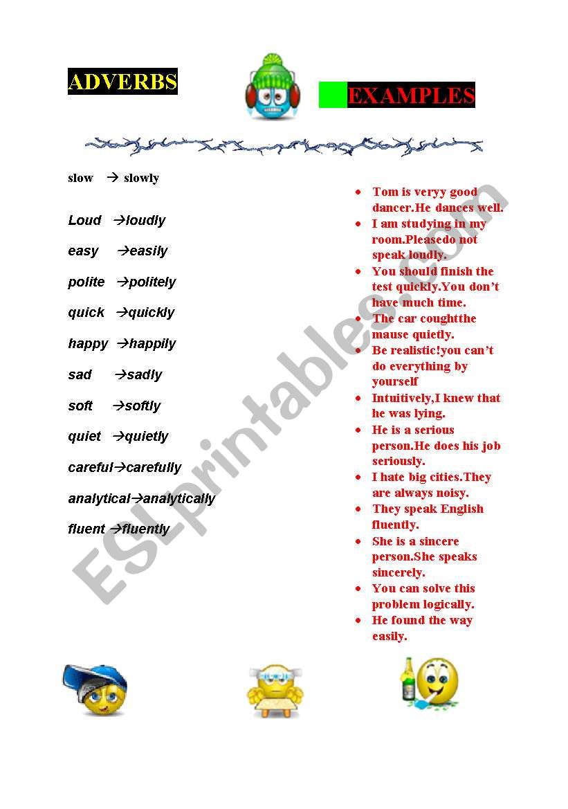 ADVERBS-EXAMPLES  worksheet