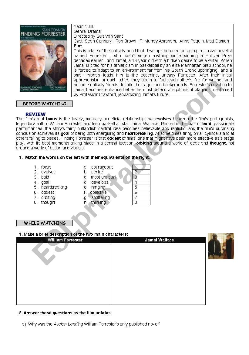 Finding Forrester worksheet