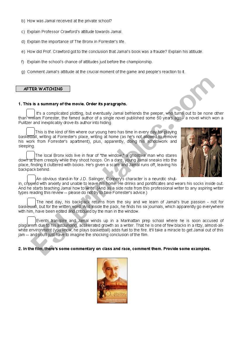 finding forrester worksheet answers