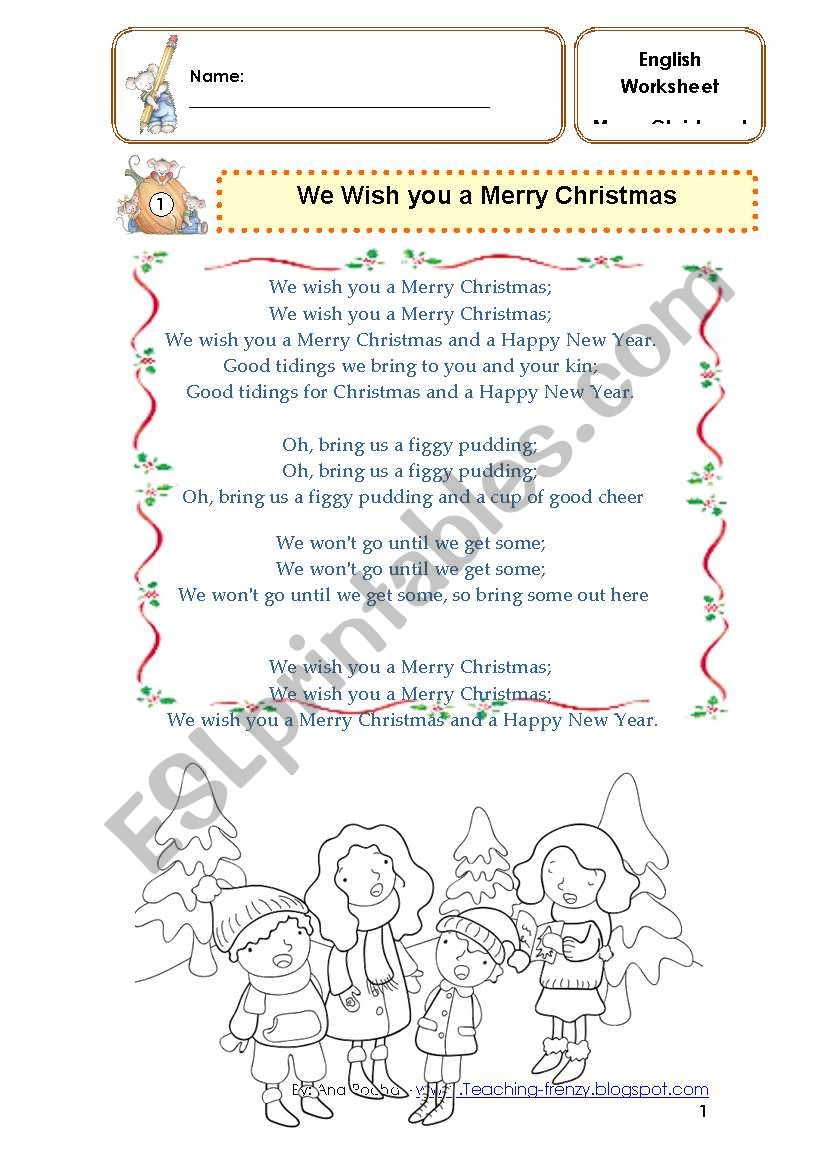 We Wish you a Merry Christmas worksheet