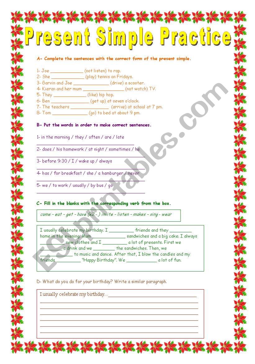 Present Simple Practice worksheet