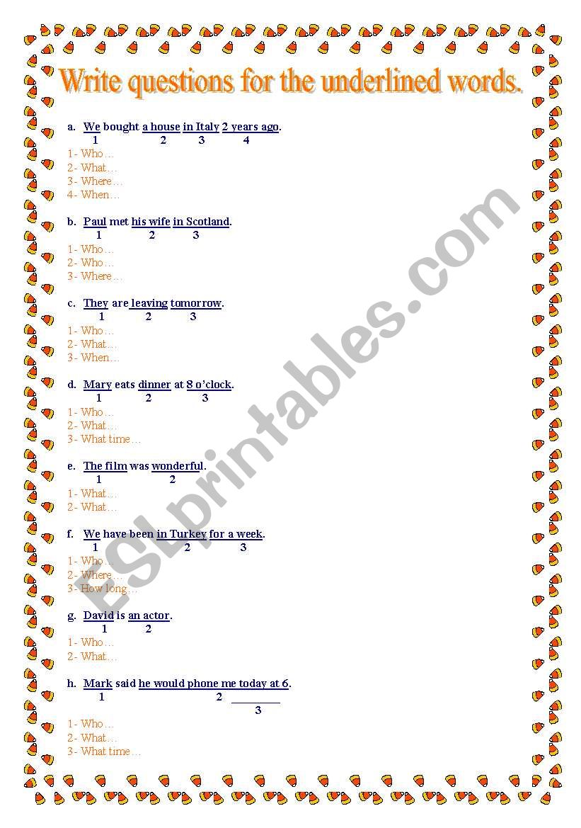 Making questions worksheet