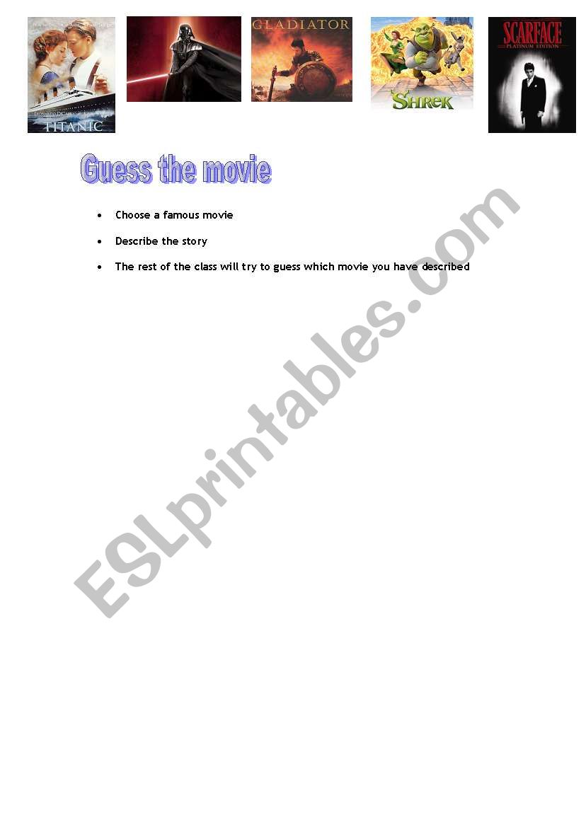 Guess the Movie worksheet