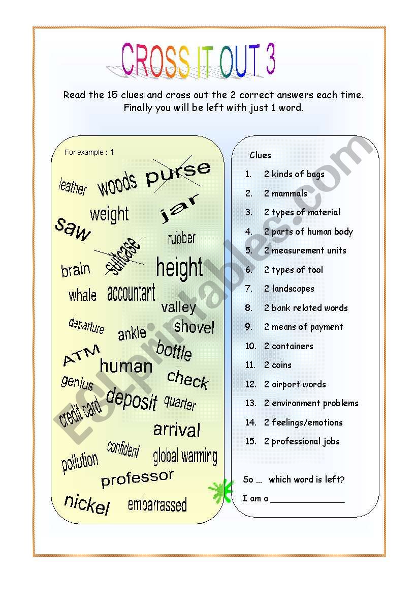 Cross it out 3 worksheet