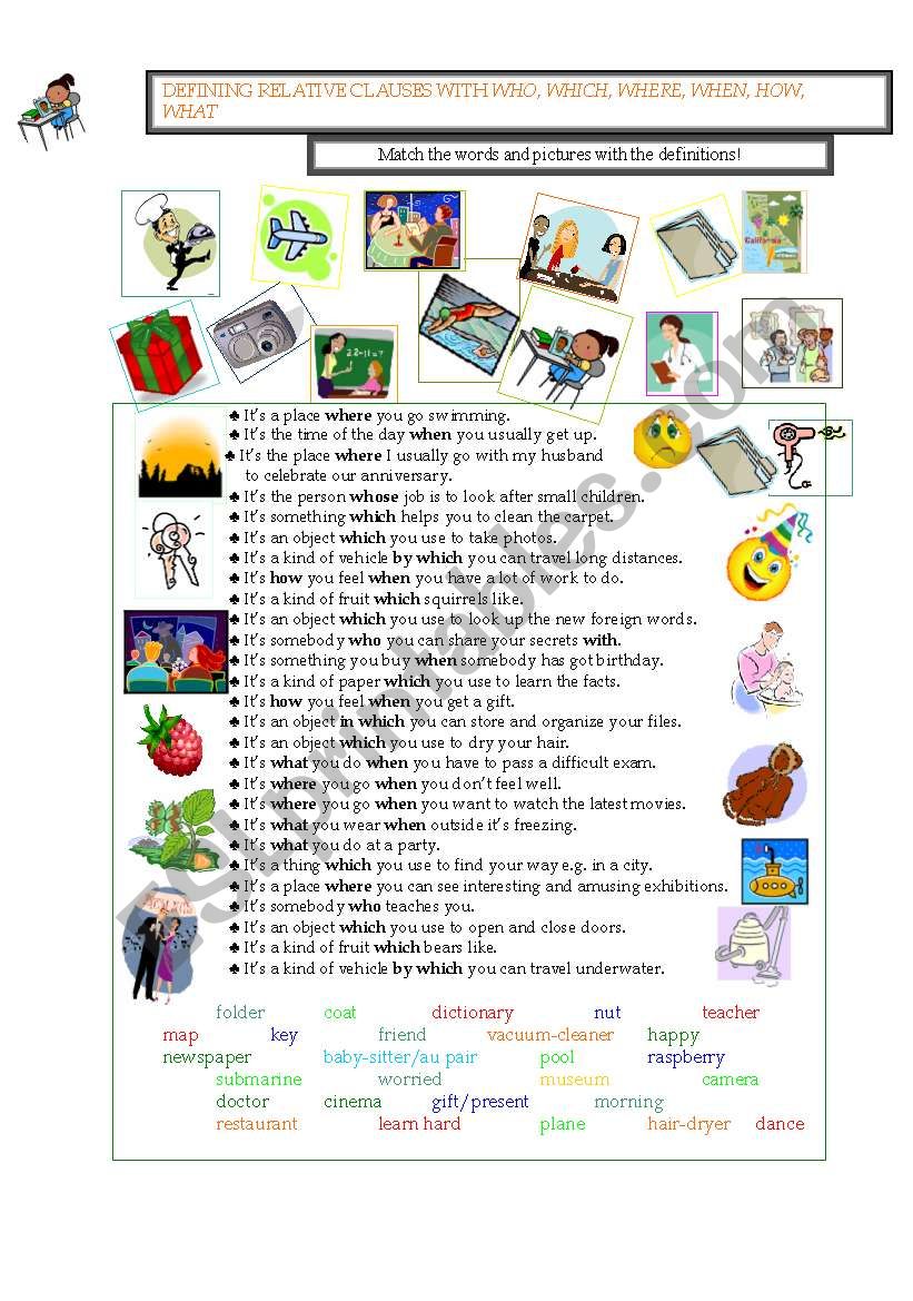 Defining Relative Clauses worksheet