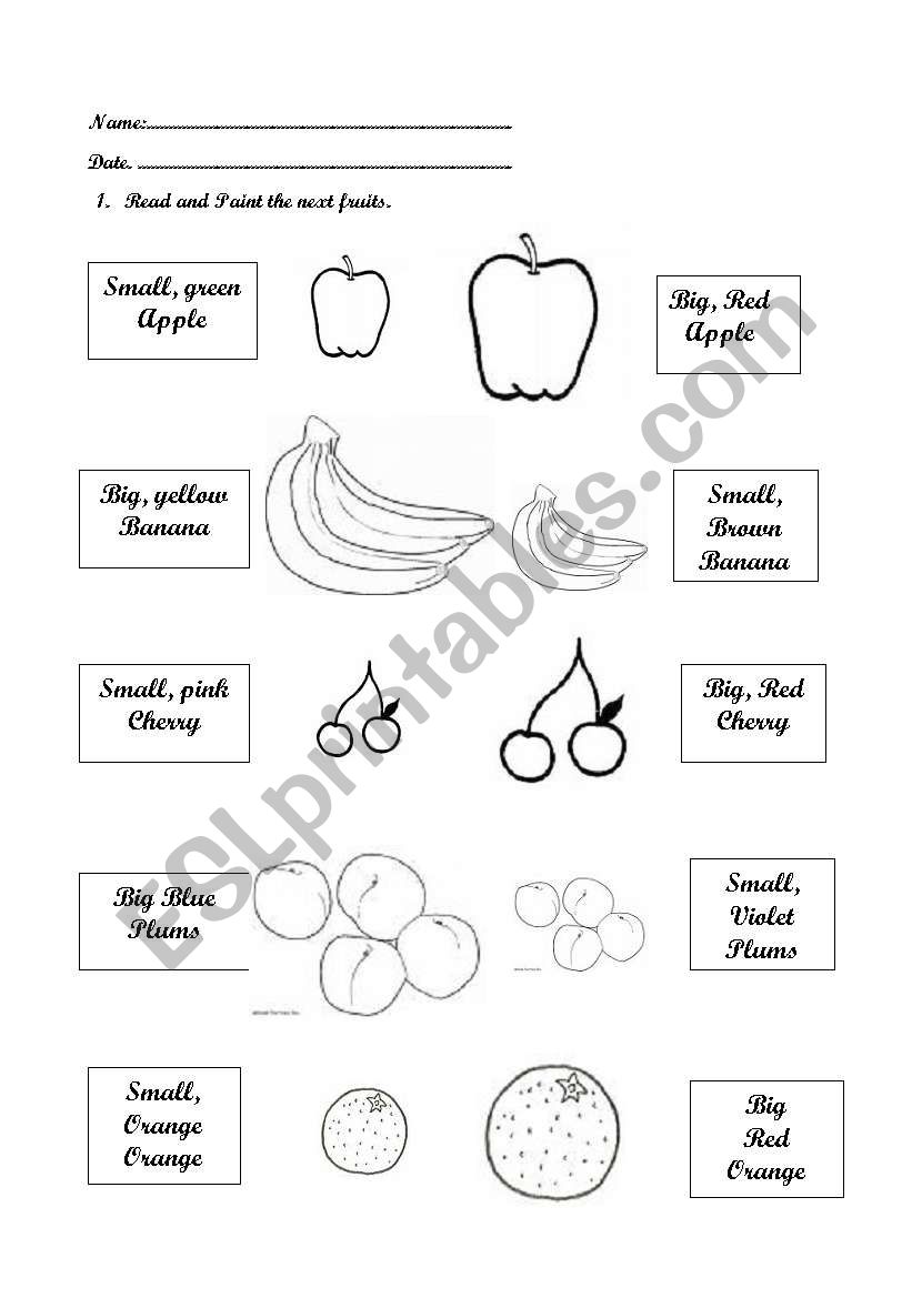 big and small worksheet