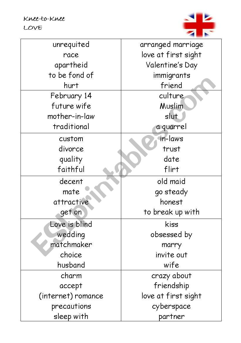 Knee-to-knee worksheet