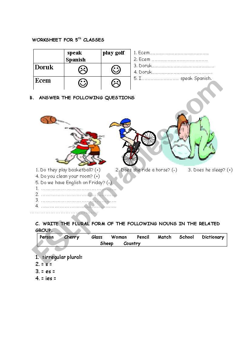 singular-plural nouns and the present continuous