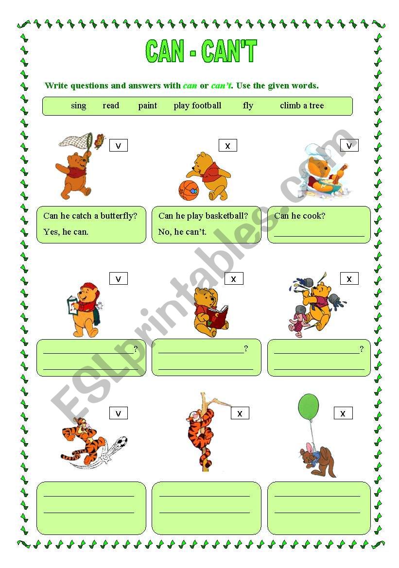 Can - can´t - ESL worksheet by silvanija