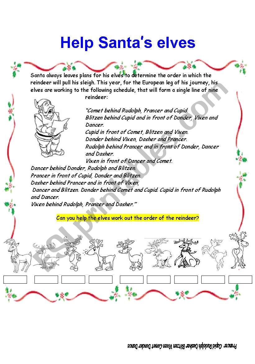 Help santas elves worksheet