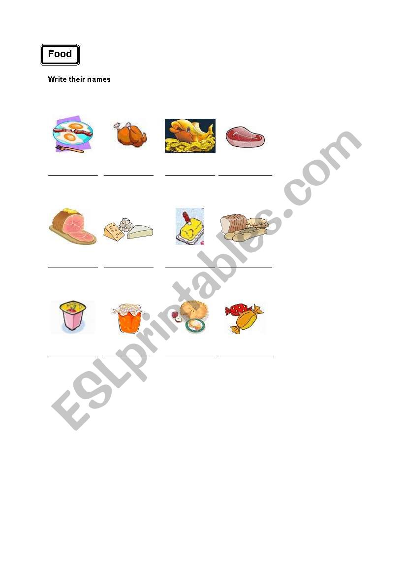 FOOD ITEMS worksheet