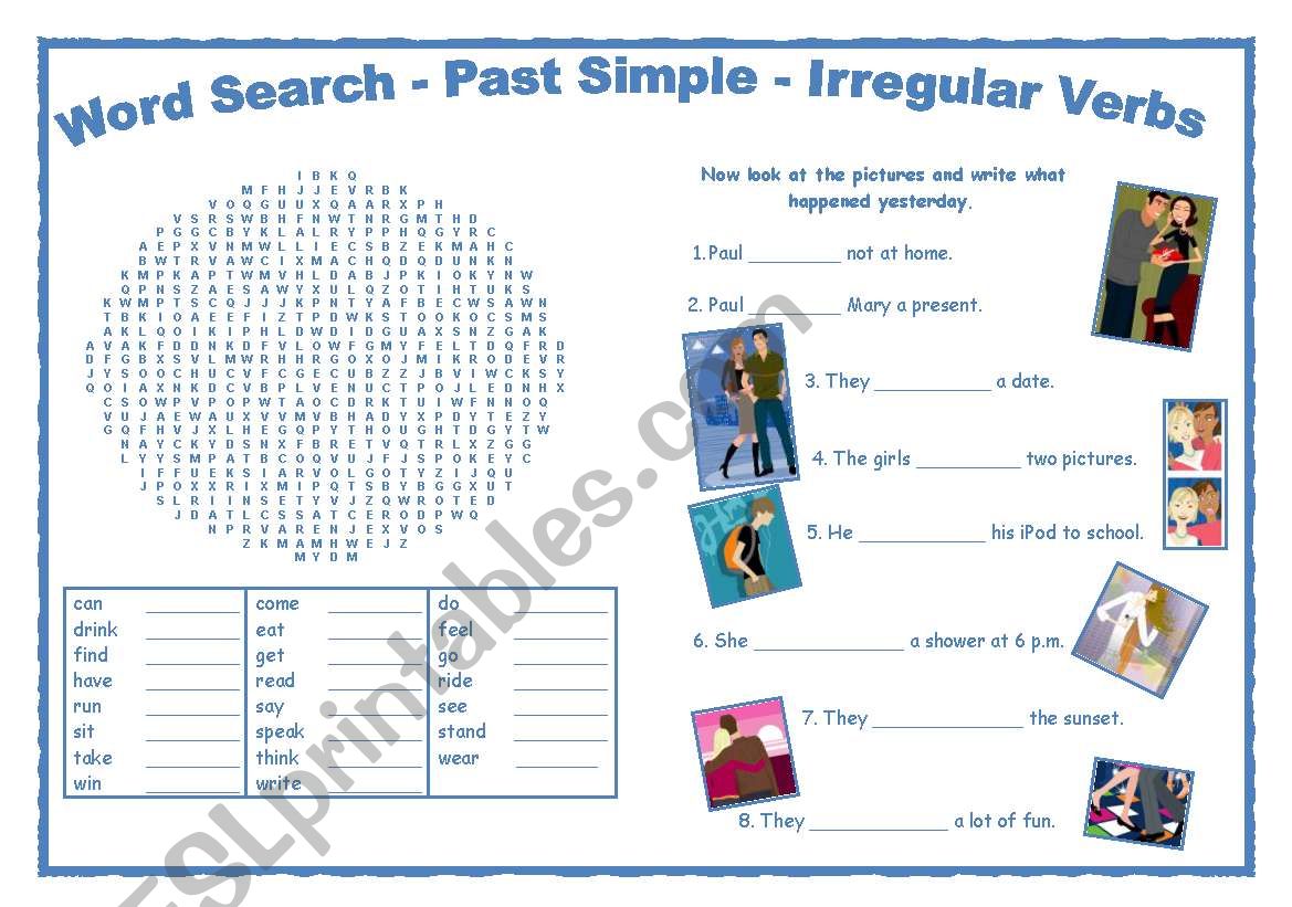 Word Search - Irregular verbs - Simple Past 