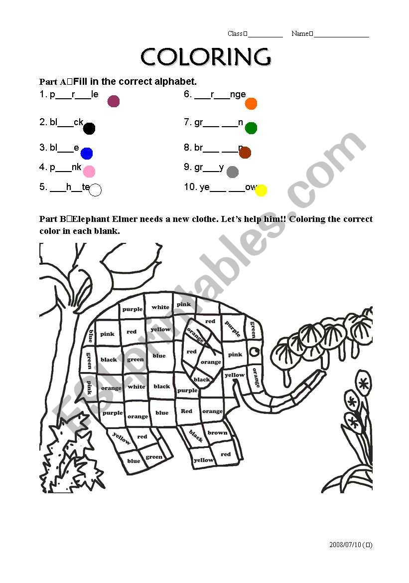 Coloring worksheet