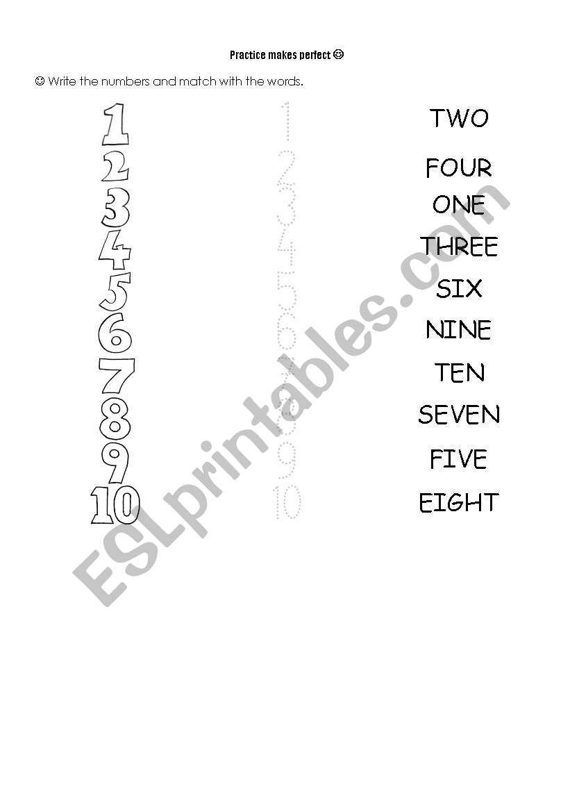 Numbers 1-10 worksheet