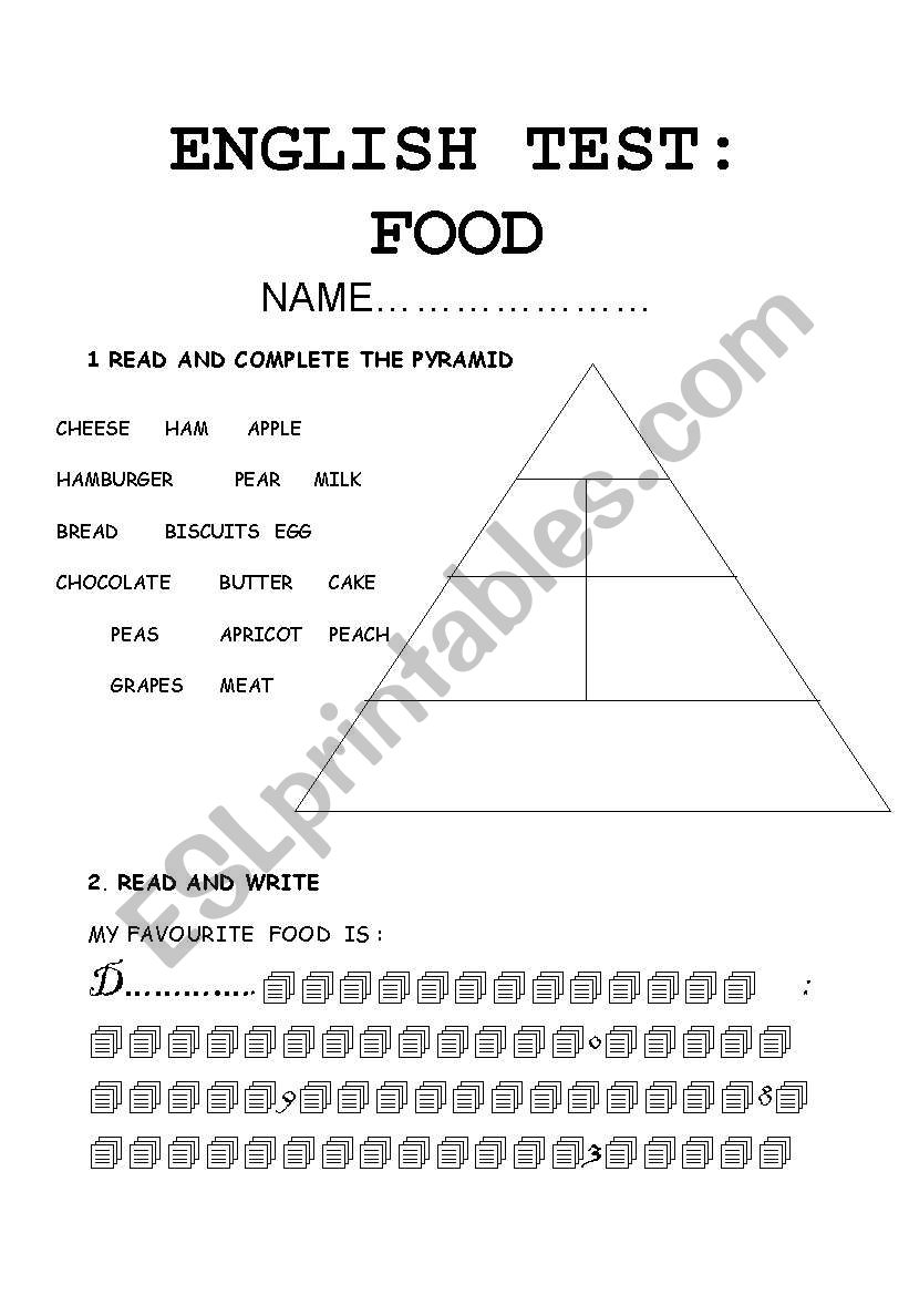 food  worksheet