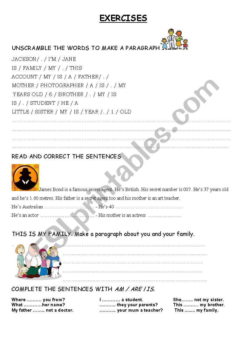 to be - family  worksheet