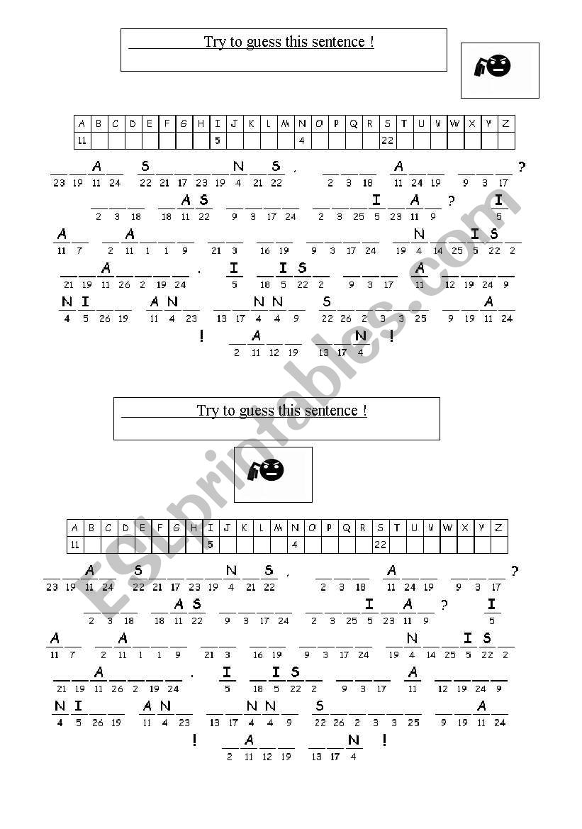 Try to guess the answer worksheet