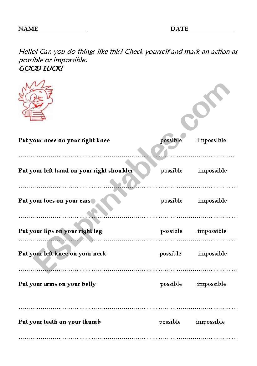 Body Parts worksheet