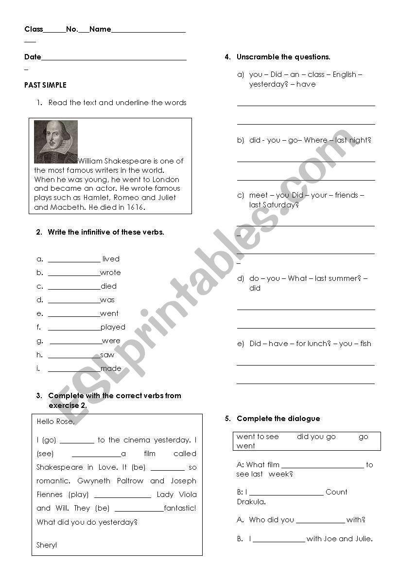 Simple Past  worksheet