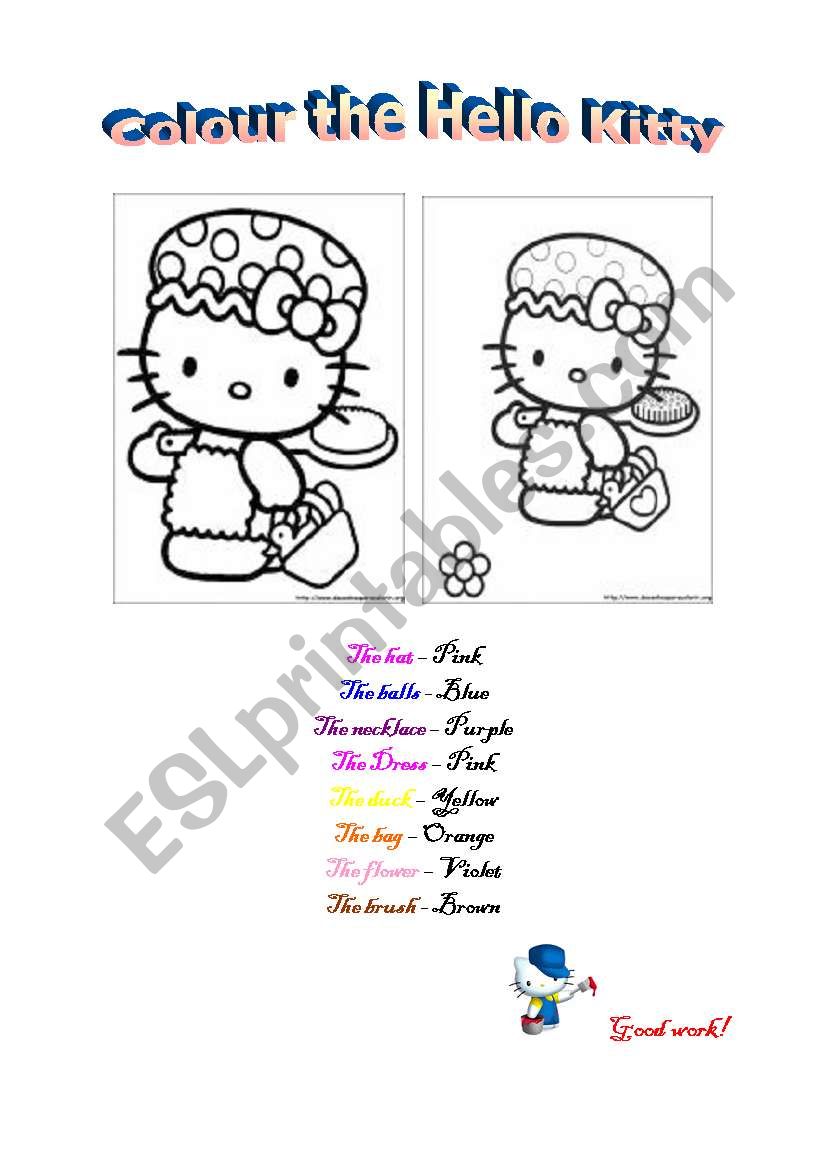 Colour the Hello Kitty worksheet