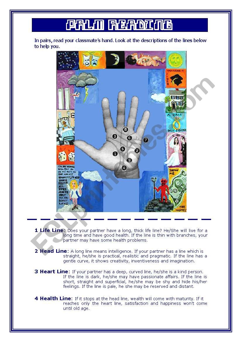 Palm reading worksheet