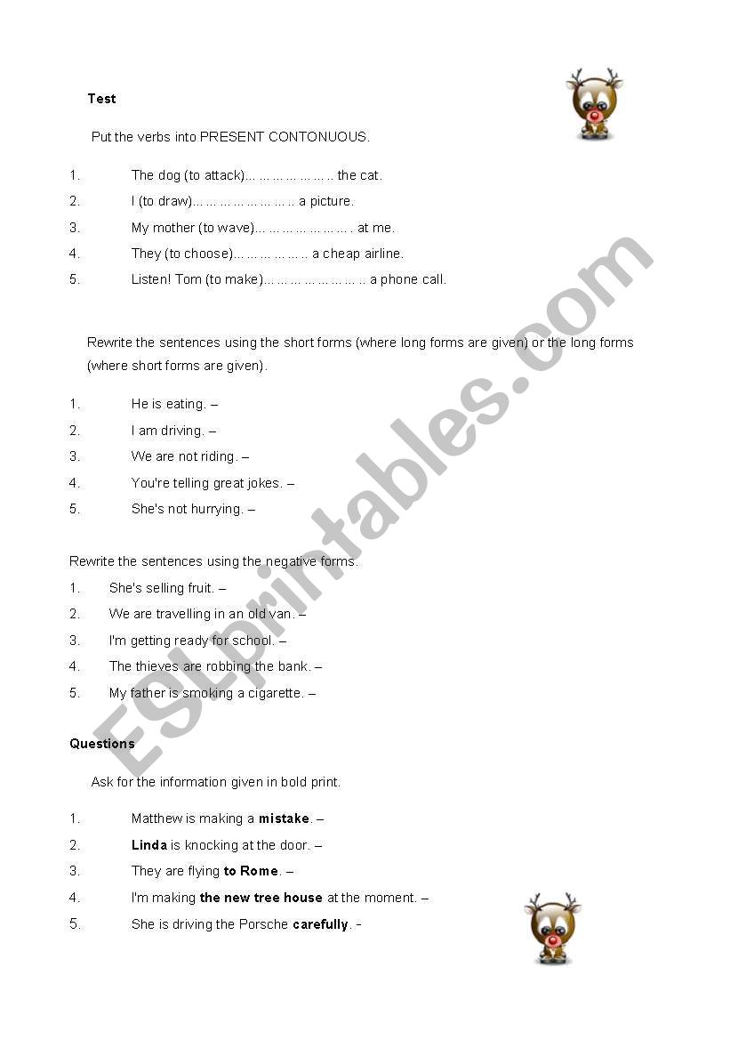 PRESNET CONTINUOUS worksheet