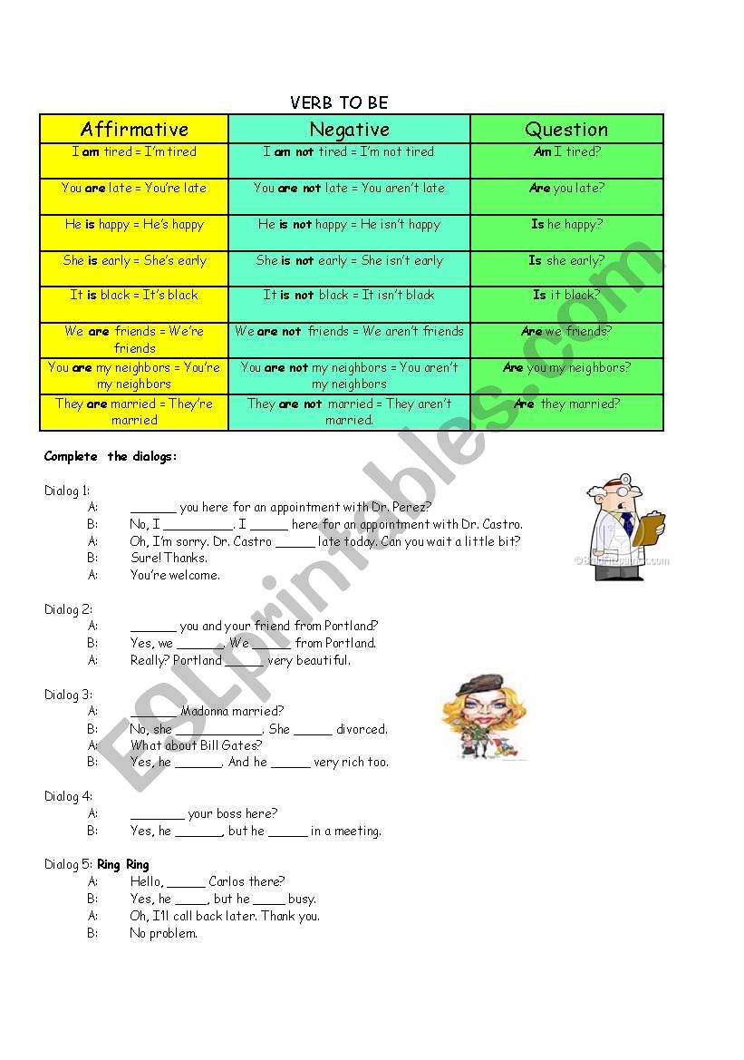 Review (Verb To Be)  worksheet