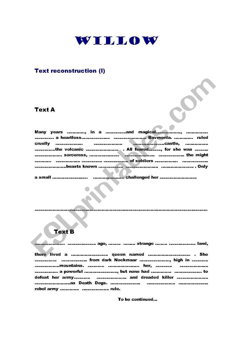 Willow worksheet