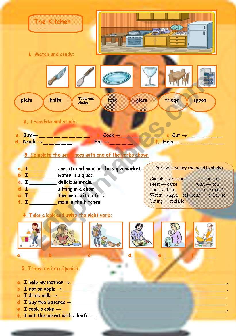 in the kitchen worksheet