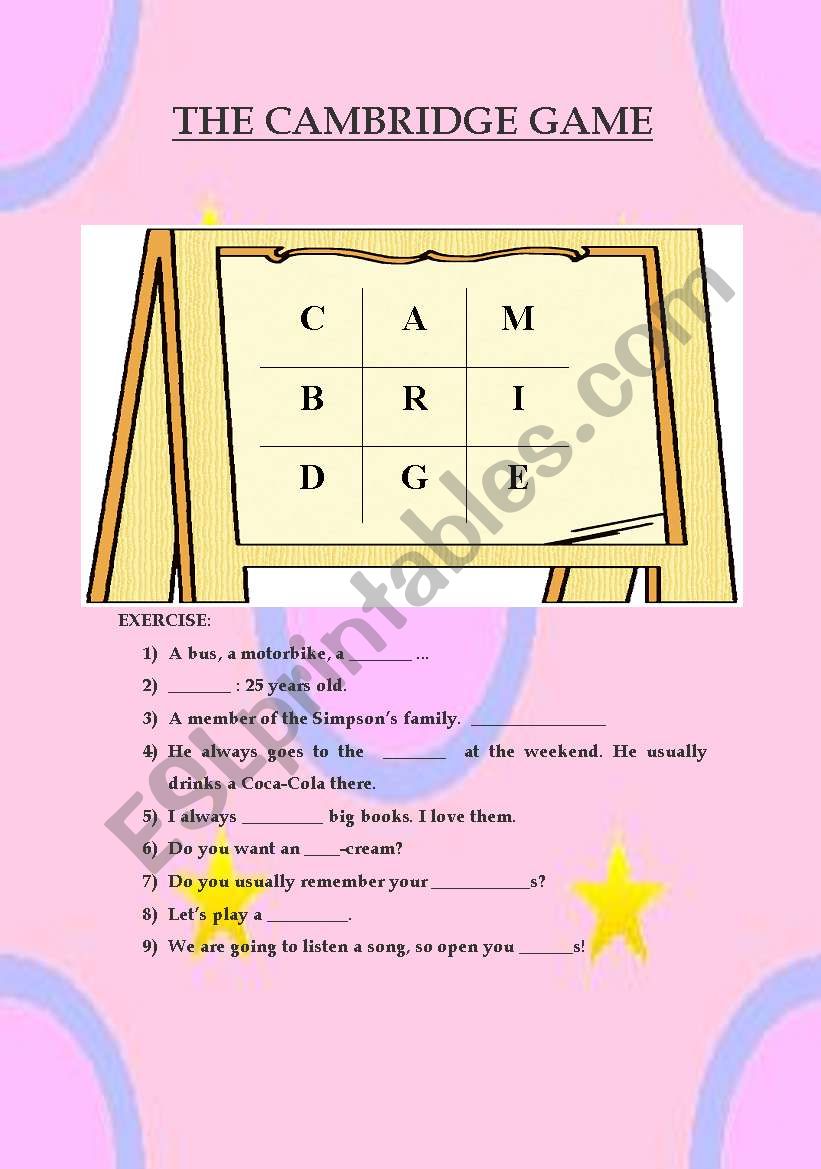 The Cambridge game worksheet