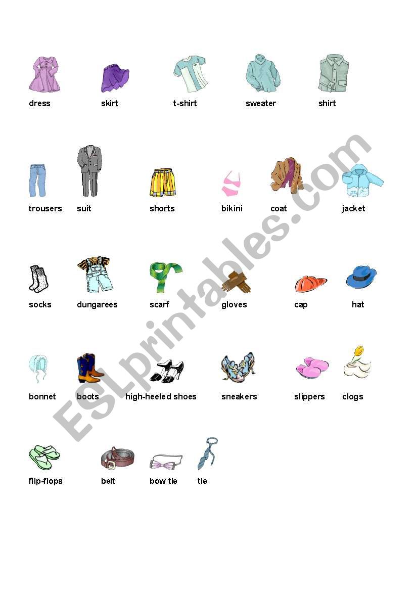 Clothes Vocabulary worksheet