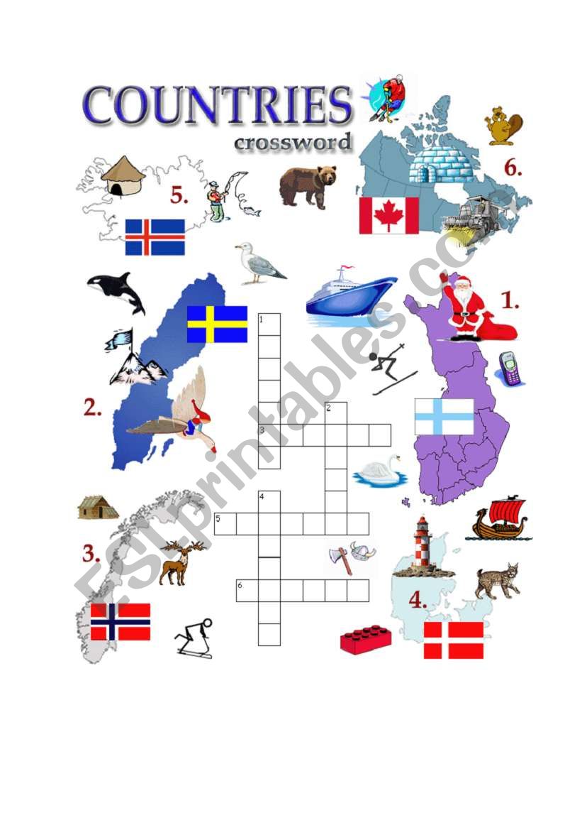 COUNTRIES CROSSWORD worksheet