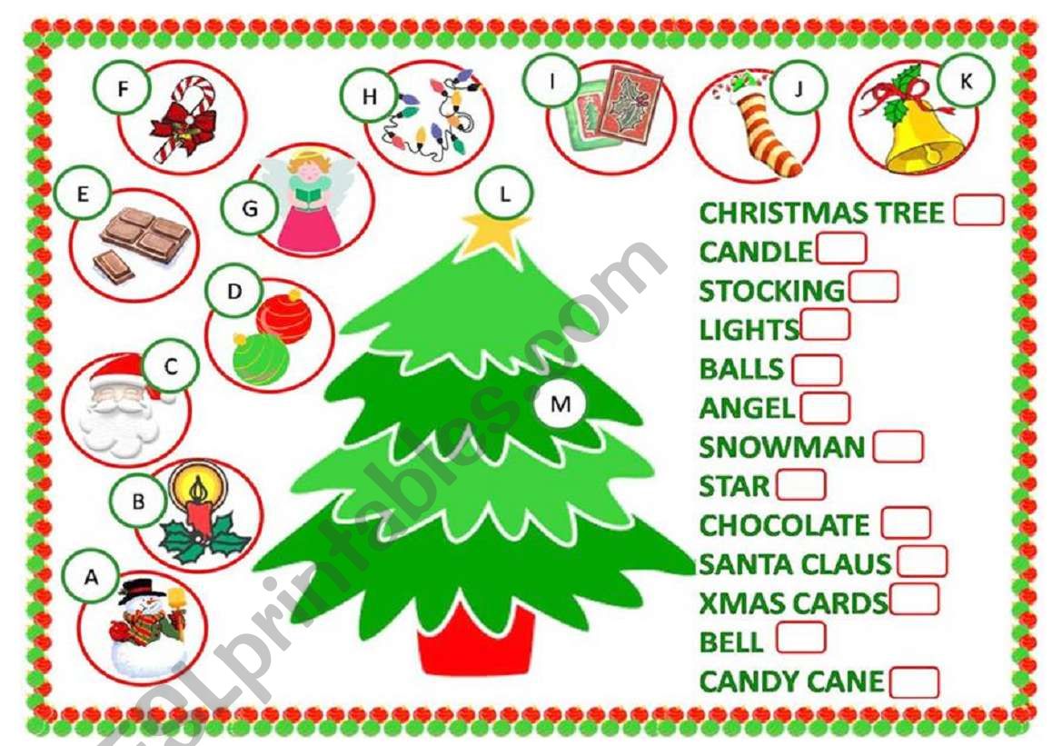 CHRISTMAS DECORATIONS worksheet