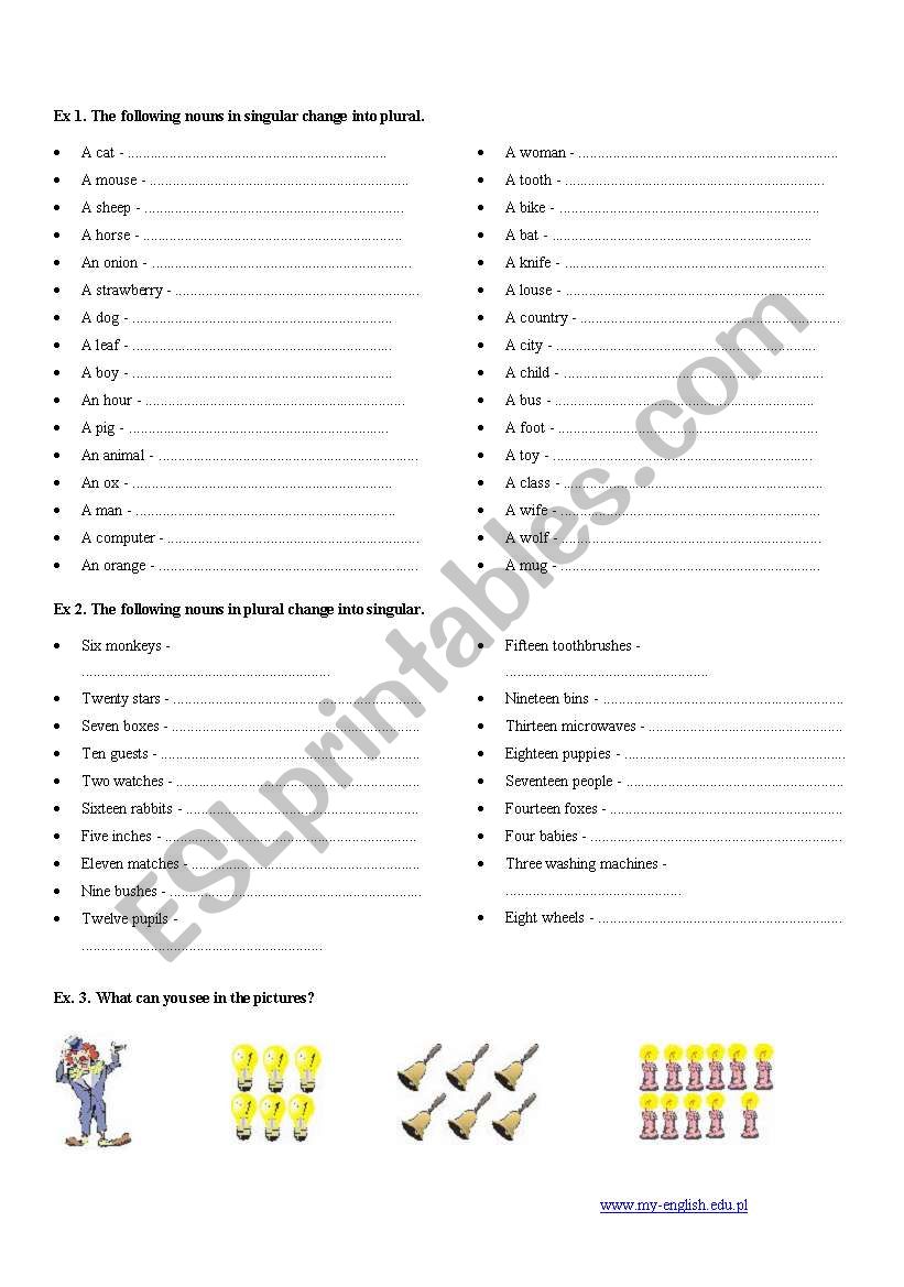 PLURALS worksheet