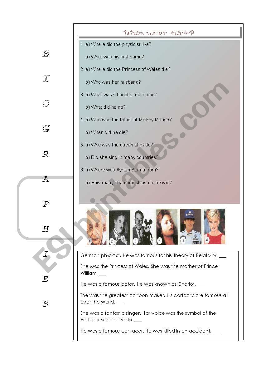 Biography worksheet