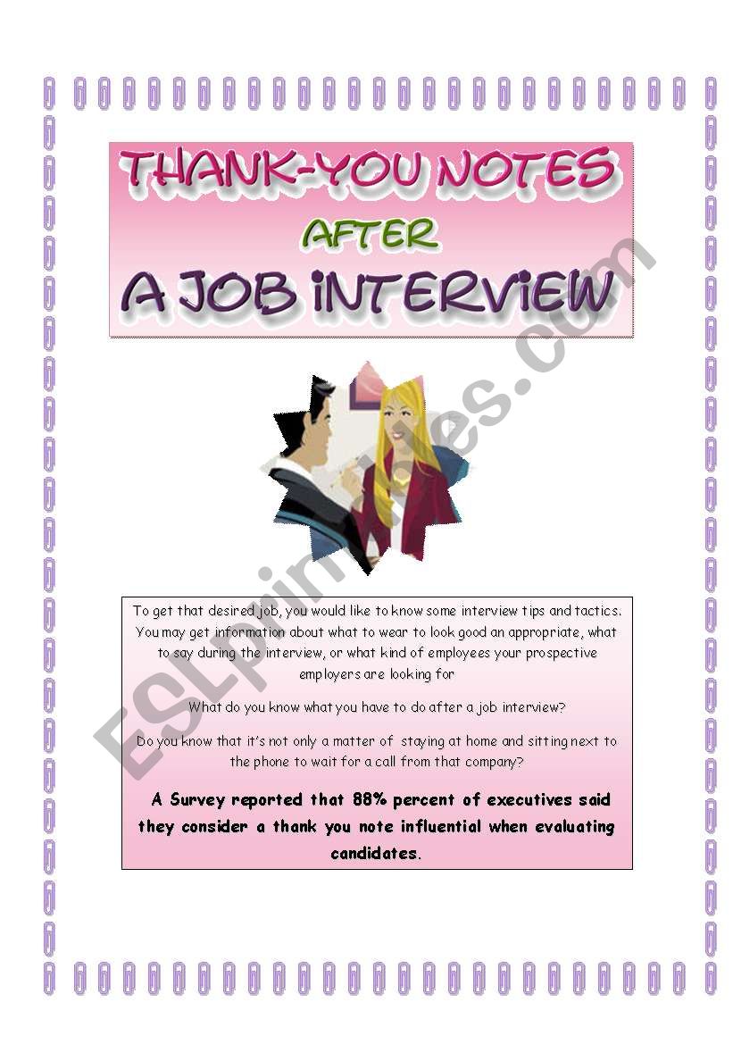 thank-you note  after a job interview