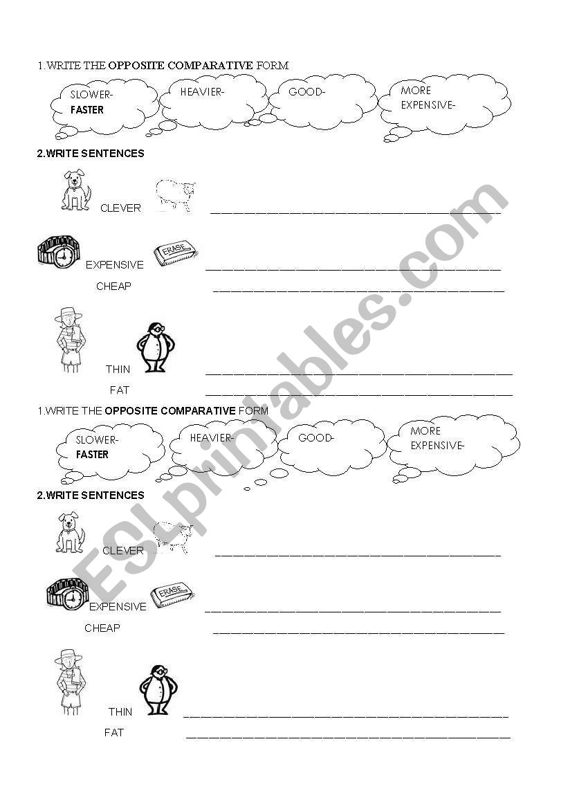 comparative adjectives  worksheet