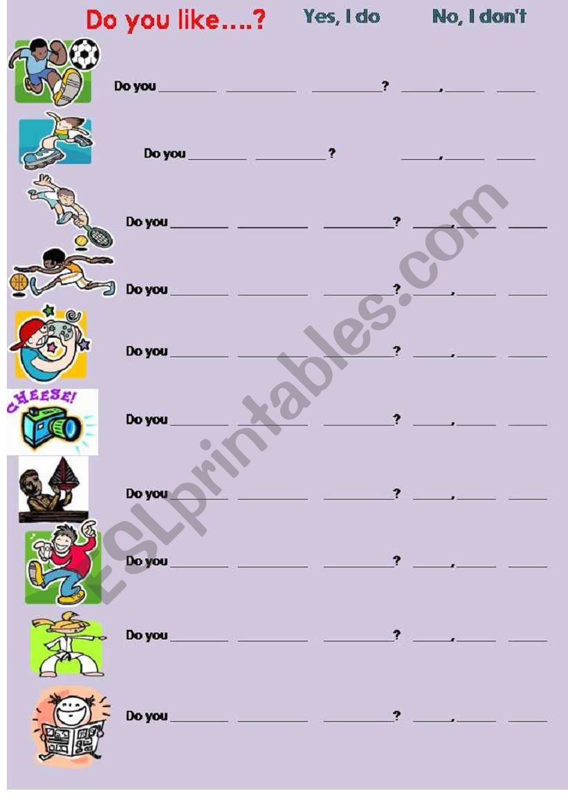 likes and dislikes - present simple