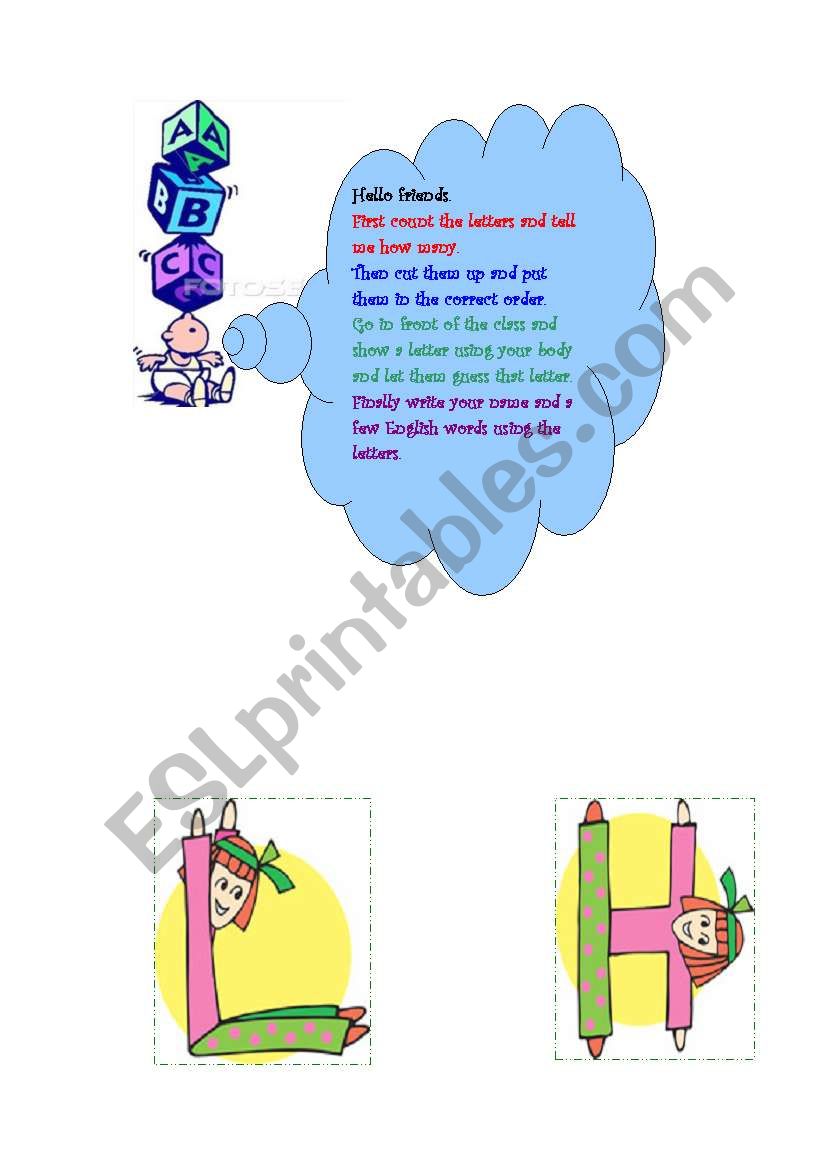 letters of the alphabet 1 worksheet