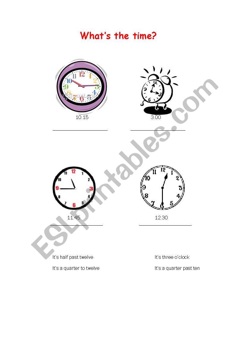 whats the time? worksheet