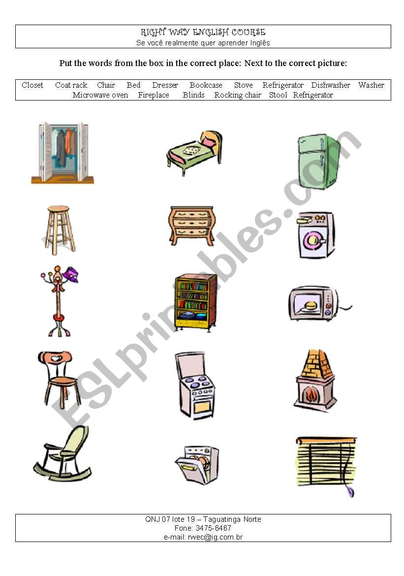 Furniture worksheet