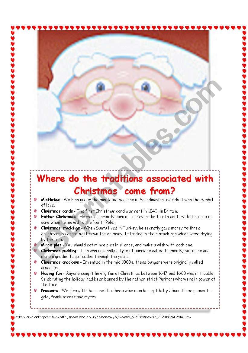 facts of Christmas  worksheet