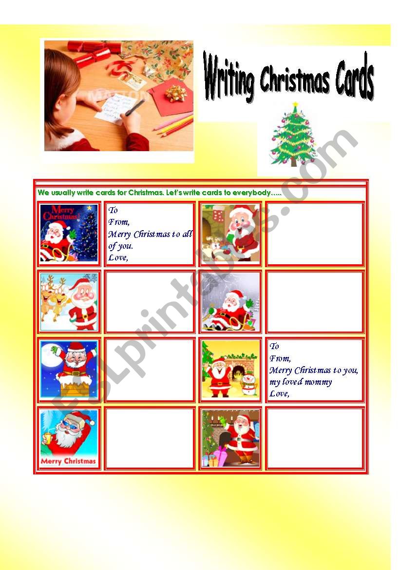 Christmas cards worksheet