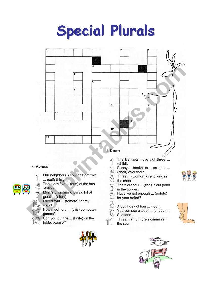 Crossword Plural Forms worksheet