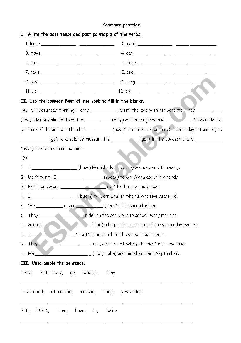 grammar worksheet