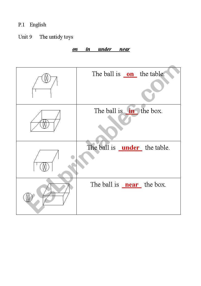 Preposition worksheet