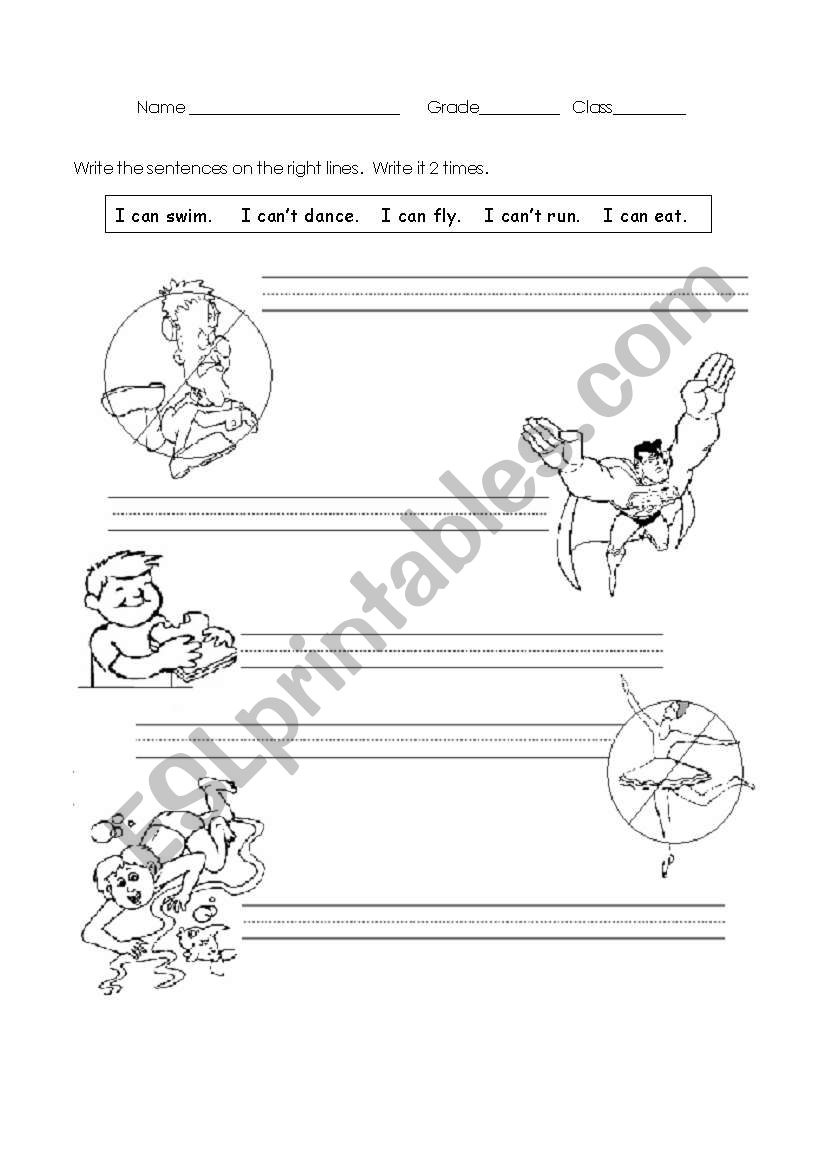 I can/can´t worksheet