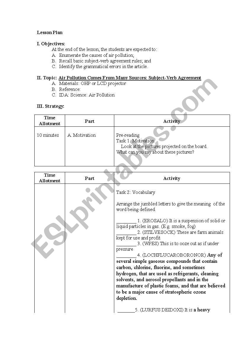 Subject-Verb Agreement (Whole Language Approach)